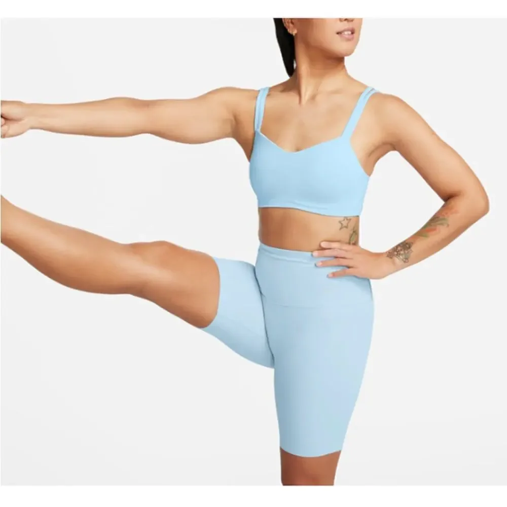 Nike Zenvy Women's Light Armoury Blue High-Waisted 20.5cm Biker Shorts Size XS